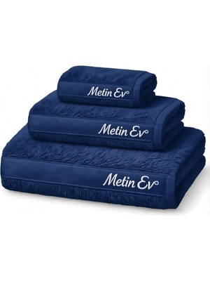 Metinev Metin Ev® %100 Pamuk 3’lü Havlu Seti – Banyo + Yüz + El Havlusu – Yumuşak & Yüksek Emicilik