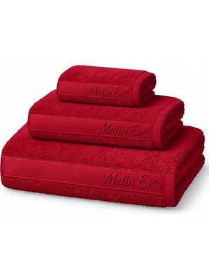 Metinev Metin Ev® %100 Pamuk 3’lü Havlu Seti – Banyo + Yüz + El Havlusu – Yumuşak & Yüksek Emicilik