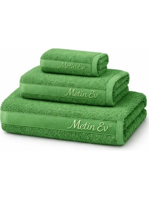 Metinev Metin Ev® %100 Pamuk 3’lü Havlu Seti – Banyo + Yüz + El Havlusu – Yumuşak & Yüksek Emicilik