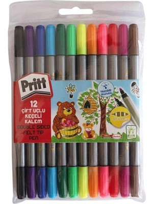 Pritt 12 Renk Çift Uçlu Keçeli Kalem 1687977 Renkli Adet ile Eğlenceli Çizimler