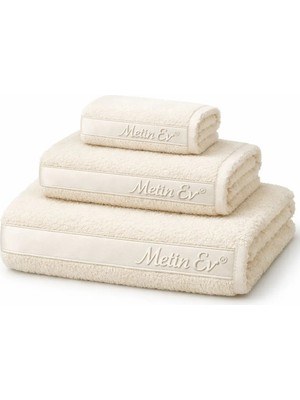 Metinev Metin Ev® %100 Pamuk 3’lü Havlu Seti – Banyo + Yüz + El Havlusu – Yumuşak & Yüksek Emicilik