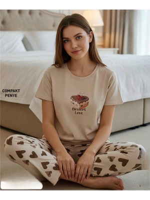 Mihra Kadın Compakt Penye Bisiklet Yaka Kısa Kol Ince Pijama Takımı 90784KAH- 1 Adet