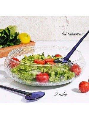 Lui Tasarım 2 Li Cam Salata Sunum Kasesi Sofra Dekorasyon