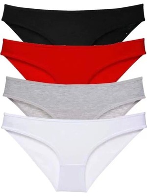 Beruflic 4 Adet Süper Eko Set Likralı Kadın Slip Külot Siyah Kırmızı Gri Beyaz