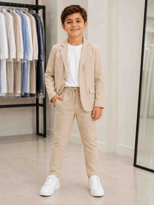 UmBaby Erkek Çocuk 3’lü Takım Elbise Ceket Pantolon Tişört Kombin