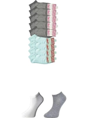 Beruflic Gri ve Beyaz Kadın Bilek Çorap 9 Çift