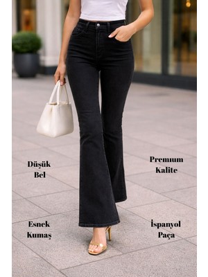 Cedy Denim Cedy Denım Yüksek Kalite Kadın 5 Cep Düşük Bel Ispanyol Paça Skinnyfit Esnek Jean Pantolon C619