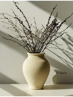 Lui Tasarım Modern Iskandinav Tarz Eleni Vazo Ev Dekorasyon Toprak El Yapımı Stoneware Vazo 24 cm