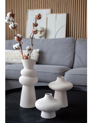 Lui Tasarım Beyaz Rengi Vazo Iskandinav Tarzı Modern Omno Vazo Minimalist Sade Dekoratif 28 cm Vazo