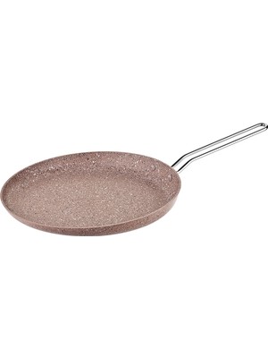 Oms Collection 28 cm Granit Krep Tavası Kahverengi Sabit Saplı Tek Parça