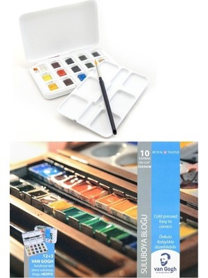 Talens Van Gogh 12+3 Renk Suluboya ve 25X35 Cm 300 gr Defter Hediye ile Yaratıcılığınızı Keşfedin