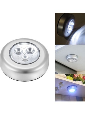 Marsilyan Kablosuz Spot Pilli Dokunmatik LED Lamba 3 Ledli Dolap Lambası (4887)