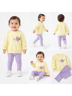 Beruflic 6/24 Ay Kuş Baskılı Taytlı Penye Bebek Takımı