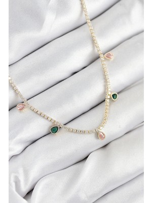 My Best Store Ietaks™ Pirinç Zirkon Taşlı Su Yolu Damla Model Gold Renk Kadın Kolye