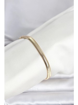 My Best Store Ietaks™ cm 14K Gold Renk Yassı Zincir Yılan Model Kadın Bileklik