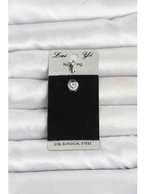 My Best Store 316L Cerrahi Çelik Zirkon Taşlı Kalp Model Göbek Piercing