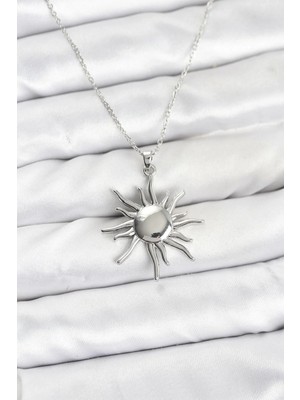 My Best Store Ietaks™ 316L Çelik Zincir Gümüş Renk Güneş Model Kadın Kolye