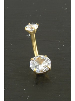 My Best Store Yuvarlak Zirkon Taşlı Çelik Piercing 1 Adet