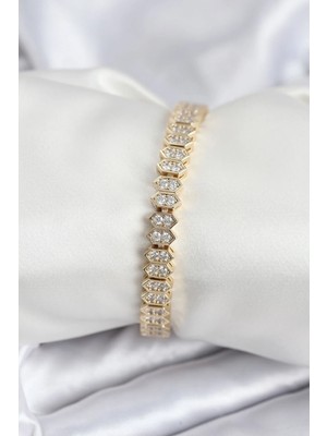 My Best Store Ietaks™ Pirinç Vıp Seri Gold Renk Zirkon Taşlı Kadın Bileklik