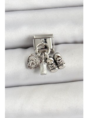 My Best Store Ietaks™ 316L Çelik Gümüş Renk Bebek Konsept Nomination Charm