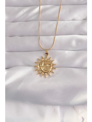 Die Grup 316L Çelik Gold Renk Güneş Figür Vintage Kolye - TJ-BKO9060