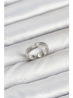 My Best Store Ietaks™ Pirinç Gümüş Renk Zirkon Taşlı Kutup Yıldızı Model Kadın Yüzük