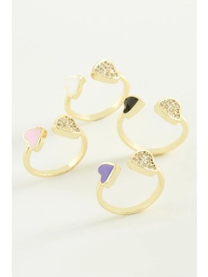 My Best Store Kalp Taşlı Mineli Eklem Yüzük
