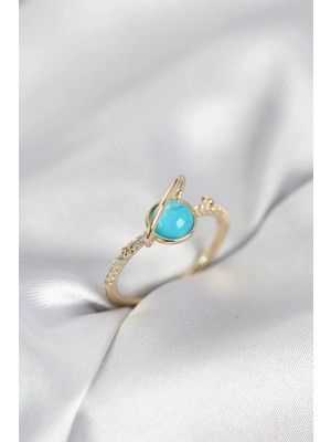 My Best Store Ietaks™ Gold Renk Zirkon Taşlı Satürn Model Kadın Yüzük