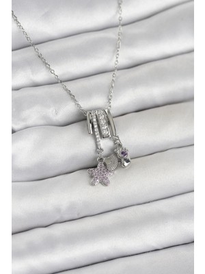 My Best Store Ietaks™ 316L Çelik Gümüş Zirkon Taşlı Deniz Tema Charmlı Kadın Kolye