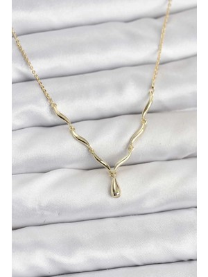 My Best Store Pirinç Gold Renk Damla Model Kadın Kolye
