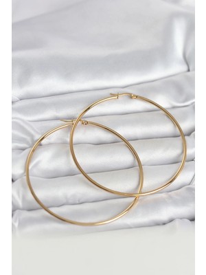 My Best Store Ietaks™ 316L Çelik Gold Renk 70 mm Kadın Halka Küpe