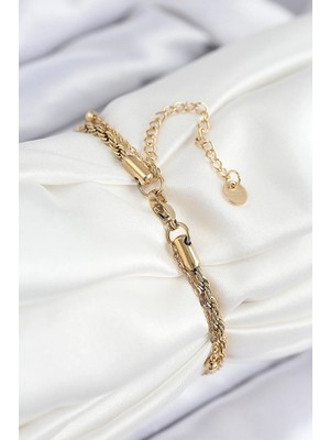 My Best Store Ietaks™ 316L Çelik Nazar Boncuk Model Burgu Zincir Gold Renk Kadın Bileklik