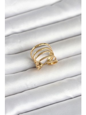 My Best Store Ietaks™ 316L Çelik Gold Renk Sıralı Model Kadın Yüzük