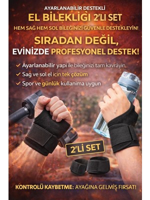 My Best Store Ayarlanabilir Destekli El Bilekliği 2’li Set – Kadın & Erkek Sağ–sol Uyumlu Spor ve Günlü