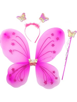 Die Grup Fuşya Renk Kanadı Tacı ve Sopası 50X37 cm