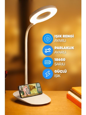 Empressco Telvesse Şarjlı Masa Lambası Dokunmatik 3 Renk 24 LED Telefon Standlı Kademeli Çalışma Okuma Işığı - Fiyatı, Yorumları