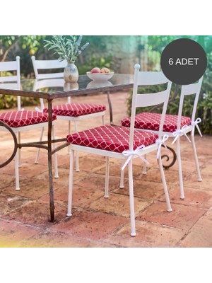 Bhomes Concept 6 Adet 40x40 Cm Bağcıklı Sandalye Minderi Pamuk Polyester Kumaş Mutfak Ve Bahçe Minder