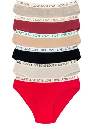 Beruflic 6 Adet Pamuklu Esnek Kadın Slip Bikini Külot Geniş Lastikli Baskılı