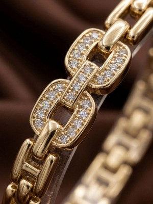 Zarene Silver Xuping Taşlı Zarif Bileklik 14K Gold