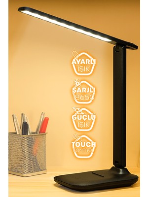 Empressco Telvesse Şarjlı Masa Lambası 3 Renk Dokunmatik Telefon Standlı Kademeli Çalışma Okuma Işığı Lambası 9W Siyah - Fiyatı, Yorumları