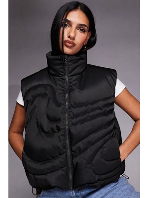 Nike Therma Fit Sportswear Swoosh Series Oversized Down West Oversize Kaz Tüyü Kadın Yelek Siyah