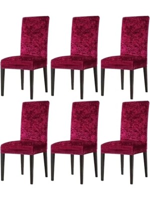 Die Grup 6'lı Kadife Sandalye Kılıfı - Bordo