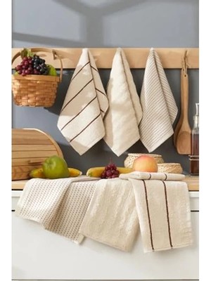 Die Grup 30X50 cm Bambu Mutfak Havlusu Seti, 6 Adet Bej Renk