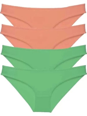 Beruflic 4 Adet Eko Set Likralı Kadın Slip Külot Pudra Yeşil