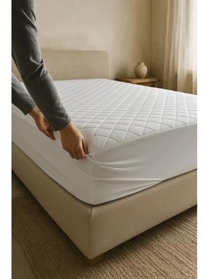 Die Grup Pamuklu Kapitone Fitted Yatak Alezi, Beyaz 120 x 200 cm