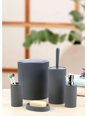 Die Grup 5 Parça Lüx Antibakteriyel Plastik Banyo Seti, 7 Litre Dokunmatik Çöp Kovalı