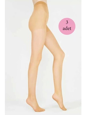 Beruflic 3 Adet Parlak Fit 15 Likralı Külotlu Çorap Ten