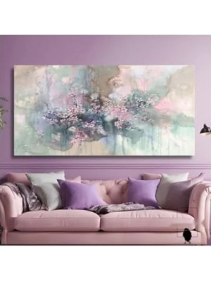 Die Grup Lila Tonlarında Panoramik Kanvas Duvar Tablosu 140 x 70 cm