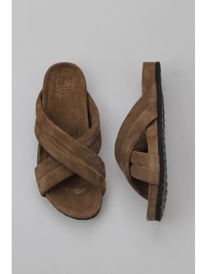 Bueno Shoes Taba Süet Erkek Düz Terlik