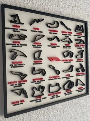Die Grup 3D Çerçeve - Formula 1 Yarış Pisti Dekoratif Tablo (Beyaz)